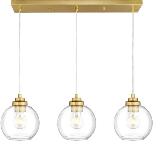 Miniatura 29 de Lámpara Colgante Moderna de Oro Pulido, Lámpara Colgante de Globo de 18 cm de Siglo Medio con Vidrio Transparente para Isla de Cocina, Comedor