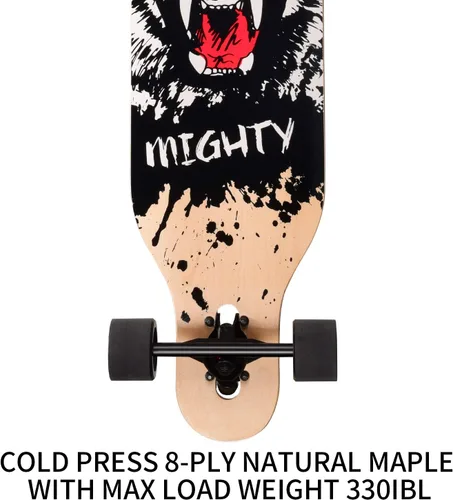 Miniatura 4 de Patineta longboard de 41 pulgadas, 8 capas, de arce natural, patineta completa para andar, cortar, hacer estilo libre y descender colinas con Tigre