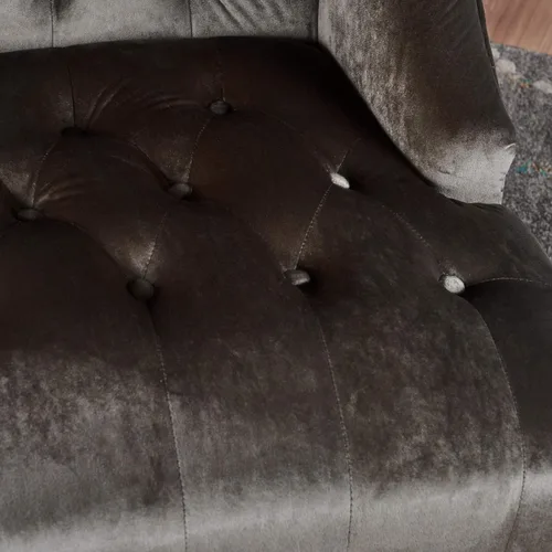 Miniatura 6 de Sillón decorativo de respaldo alto, forrado de tela, de Clarice, Terciopelo Gris