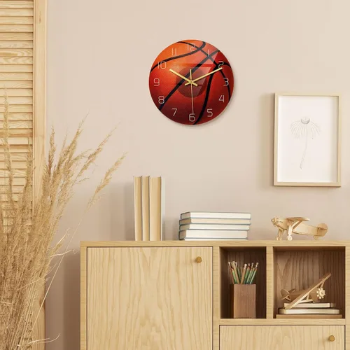Miniatura 2 de Garneck Reloj de pared de baloncesto de 11.8 pulgadas, decorativo, acrílico, silencioso, para sala de estar, niños, dormitorio, estudio, decoración