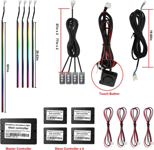 Miniatura 2 de Luces interiores acrílicas Dreamcolor para automóvil, accesorios para automóvil WEBUPAR 2 en 1, tira de luces LED para automóvil con control