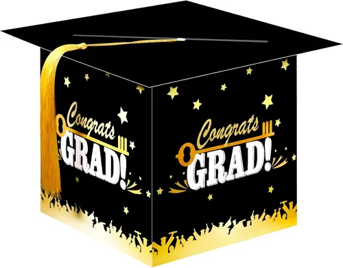 Outus Caja de tarjetas de graduación 2026 con borla, titular de la tarjeta de felicitación para graduación, caja de regalo de graduación,