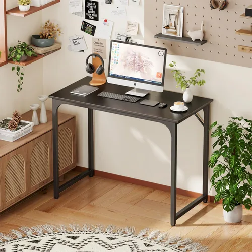 Miniatura 2 de Dopinmin Escritorio para computadora de 39.4 pulgadas, escritorio de oficina en casa, escritorio de trabajo moderno, escritorio de escritura