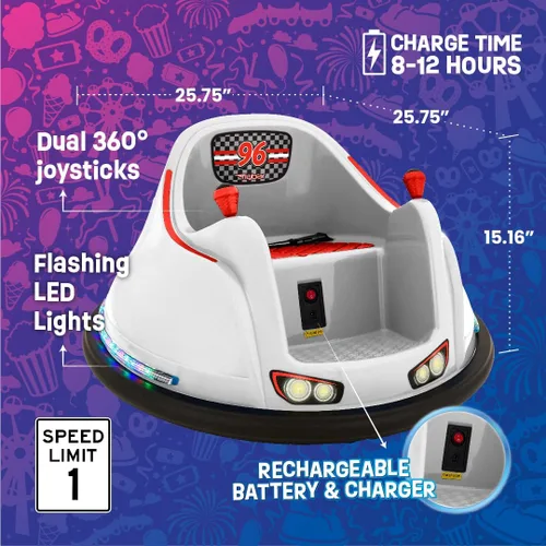 Miniatura 4 de Coche eléctrico FunPark de Flybar para montar, de 6 V, para niños de 1,5 a 4 años, luces LED, giro de 360°, soporta hasta 29,9 kg