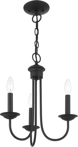 Miniatura 4 de Livex Lighting 42683-04 - Lámpara de araña de acero con 3 luces para decoración del hogar, 1 lámpara de techo negra, perfecta para decoración