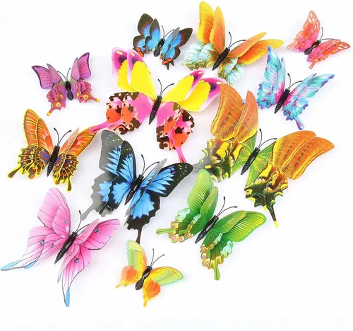 OPSEAM - Calcomanías 3D de mariposa, 24/48 unidades, para decoraciones de pared, fiestas, con imanes (golondrina, 24)