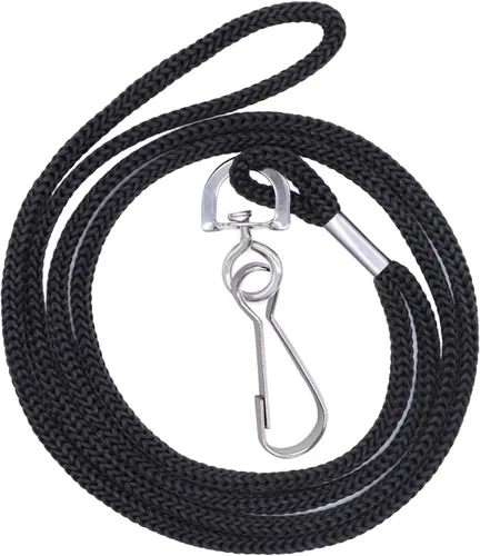 Miniatura 2 de HOSL Cordones de nailon negro, paquete de 100 cordones a granel para tarjetas de identificación de oficina con gancho giratorio