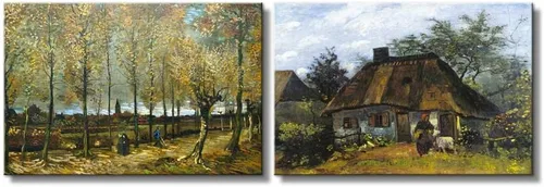 Miniatura 11 de wall26 - Les Alyscamps (Avenue in Arles) / Avenue of Poplars in Autumn de Vincent Van Gogh - Reproducción de pintura al óleo en juego de 2
