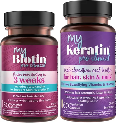 Purity Products Paquete - MyBiotin ProClinical + MyKeratin Advanced Hair Therapy MyBiotin ProClinical (biotina, matriz MB40X, astaxantina) -