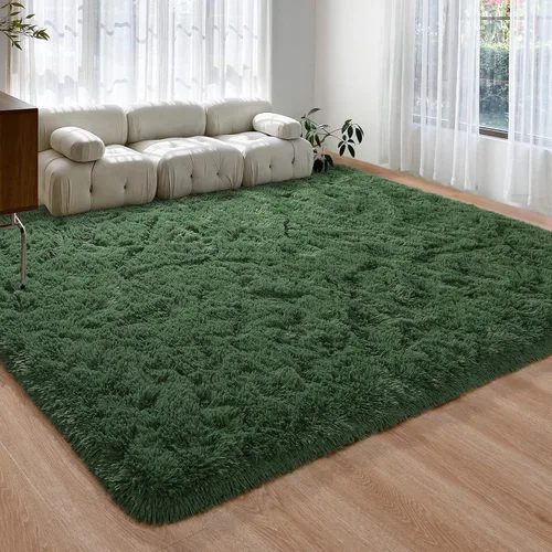 Miniatura 3 de Pettop Alfombra de Área Esponjosa Verde Profundo para Dormitorio Sala de Estar, 3x5 Pies Alfombras Shaggy de Felpa Super Suaves y Peludas para Niñas