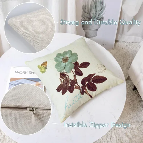 Miniatura 6 de YeeJu - Funda de cojín cuadrada de lino y algodón con diseño geométrica. Funda de almohada, para exterior, hogar, sofá.