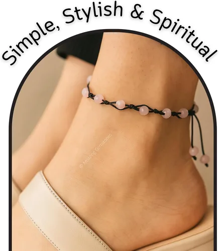 Miniatura 220 de Amazing Gemstone Crystal Anklet Ankle Bracelets for Women - Waterproof Beaded Healing Crystal Anklets, Plus Size Chakra Gemstone Bead Anklet