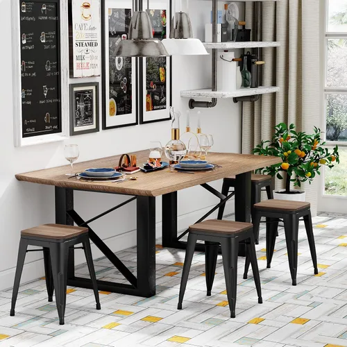 Miniatura 2 de Changjie Furniture Juego de 4 sillas de comedor de metal de 18 pulgadas, taburetes cortos apilables, sillas de aula (18 pulgadas, negro mate)