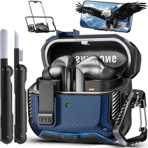 Miniatura 19 de Lock Fit Diseñado para Samsung Galaxy Buds3 FE (2025) / Buds3 Pro (2024) / Funda Buds 3 (2024), con kit de limpieza Cuerpo completo Resistente a