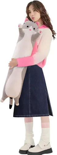 Miniatura 25 de shangman Bonita muñeca de gato de peluche, bonita almohada de peluche suave de caricaturas, almohada larga para dormir, regalo del día de San Negro