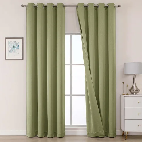 Miniatura 13 de OWENIE Cortinas 100% opacas de 96 pulgadas de largo, 2 paneles para dormitorio, sala de estar, cortinas superiores con aislamiento térmico