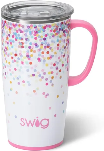 Miniatura 48 de Swig Life Taza de Viaje de 18 oz, Vaso Aislante con Asa y Tapa, Taza de Café de Viaje, Compatible con Portavasos, Acero Inoxidable, Vaso de 18 oz