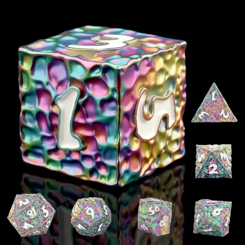 Miniatura 34 de Haxtec - Juego de dados de metal DND, dados poliédricos D&D compatibles con Dungeons and Dragons, regalo TTRPG, dados de metal bronce antiguo