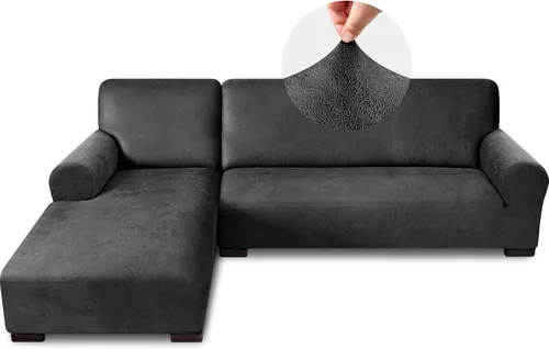 Miniatura 32 de Fundas para sofá modular, funda para sofá con aspecto de cuero, forma de L, 2 piezas, funda elástica suave para sofá seccional, protector de muebles