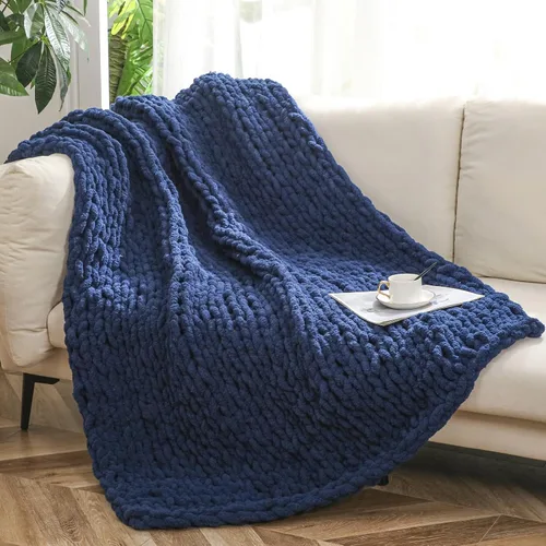 Miniatura 27 de WESHIONGOO Manta de Punto Grueso Throw 40"*40" (101.6cm*101.6cm) Mantas de Punto para Sofá Cama Manta Suave Esponjosa con Hilo Chenille Jumbo Grueso
