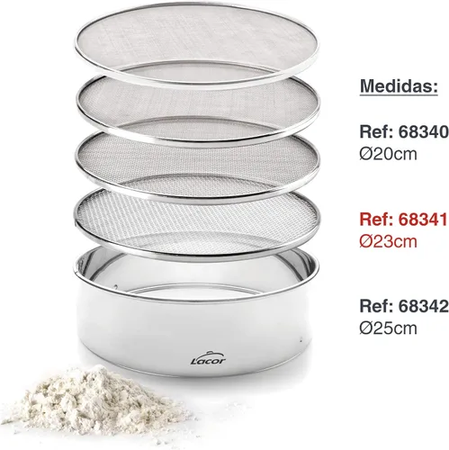 Miniatura 2 de LACOR 4 tamices de malla intercambiables 7.9 in, acero inoxidable, plata