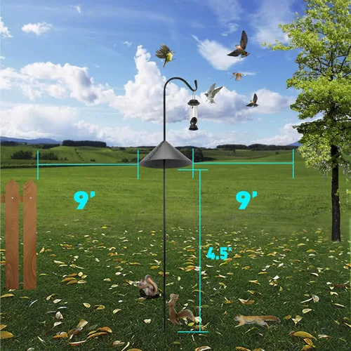 Miniatura 6 de EasyGo Product Pastor gancho a prueba de ardillas, comedero para pájaros silvestres, estación de pájaros salvajes con recubrimiento en polvo, poste