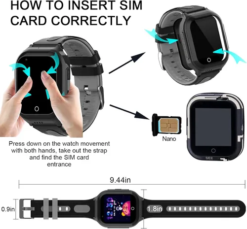 Miniatura 6 de Wonlex - Reloj inteligente 4G para niños con tarjeta SIM, reloj inteligente GPS para niños, monitor de salud con temperatura, videollamadas, cámara