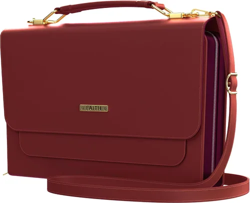 Miniatura 8 de DEHITE Funda para la Biblia para mujer, bolsa de transporte para la Biblia, ranuras para bolígrafos, bolsillo con cremallera, correa para el hombro