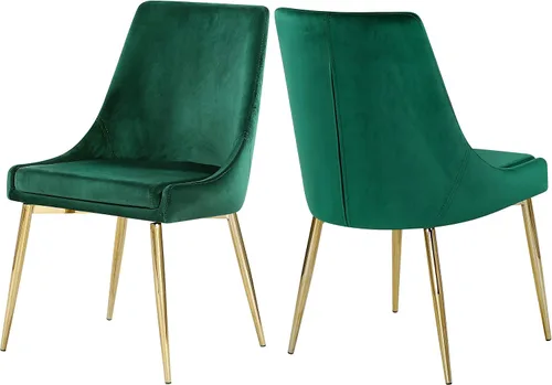 Miniatura 11 de Meridian Furniture Karina Collection Modern - Silla de comedor tapizada de terciopelo contemporánea con patas de metal resistentes, juego de 2, 19.5