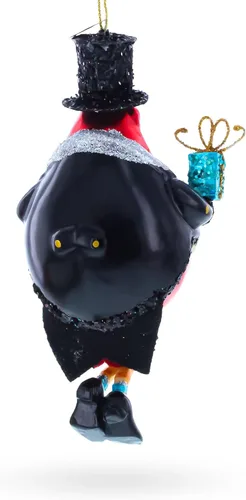 Miniatura 4 de Adorno navideño de cristal con diseño de pingüino en sombrero negro