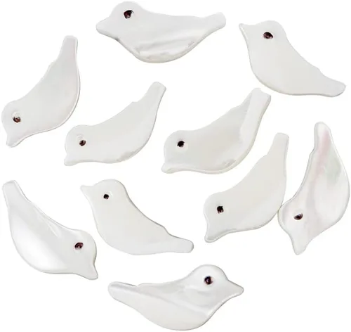 Miniatura 24 de LiQunSweet 10 cuentas de gato de concha natural, cuentas sueltas de cabeza de animal para collares, pulseras, aretes, fabricación de joyas, 0.394 x