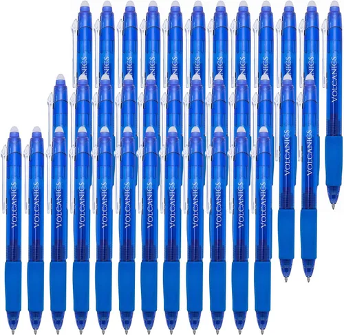 Miniatura 17 de Volcanics Bolígrafos de Gel Borrables Retráctiles Clicker - Punta de Bola de 0.7mm, Borrado por Calor con Borrador Integrado, Paquete de 12 Negro