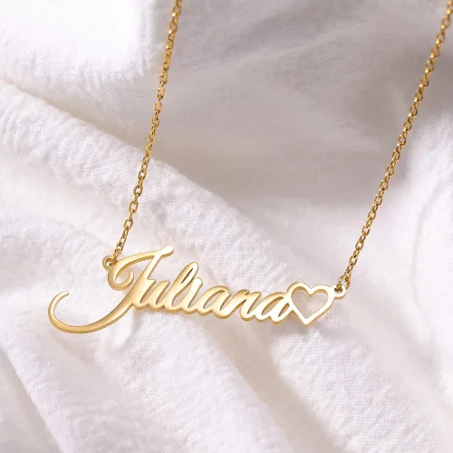 Miniatura 3 de TinyName - Collar con placa de nombre personalizable, bañado en oro de 18 quilates, regalo para mujer