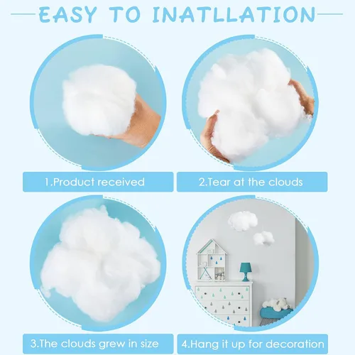 Miniatura 3 de Jetec 3 piezas de accesorios de nube artificial en forma de nube 3D, decoración colgante para habitación, adorno colgante decorativo para boda