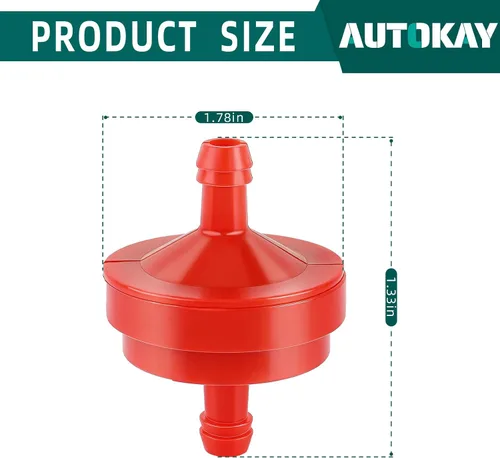 Miniatura 3 de AUTOKAY Filtro de combustible de gas en línea de 1/4" para cortadora de césped Compatible con 298090 298090S Toro 42-5240 56-6360 John Deere