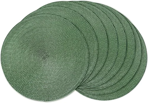 Miniatura 44 de AHHFSMEI Juego de 6 manteles individuales redondos trenzados de 15 pulgadas para mesas de comedor, tejido natural, resistentes al calor, color azul
