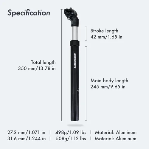 Miniatura 3 de DJC Bike Suspensión Tija Amortiguador Amortiguador Poste 27,2 30,9 1.244 in, Cuerpo de Aluminio Ligero