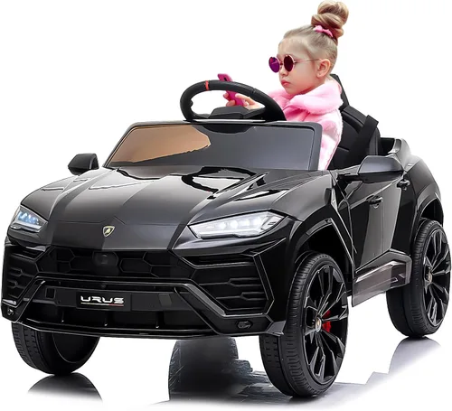 Auto eléctrico para niños con licencia Lamborghini de 12 V, vehículo de paseo con control remoto, velocidad máxima 2.5 mph, luces LED, reproductores