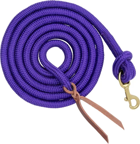 Miniatura 7 de Correa de plomo poli cowboy de cuero Weaver con broche, 5/8" x 10', Lila claro/Azul claro/Verde claro Morado claro/azul claro/verde claro