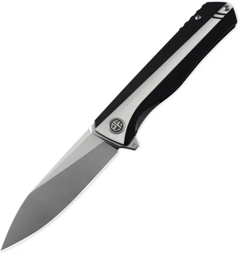 Miniatura 12 de Petrified fish PF818,3.54" D2 Blade, 3.67 oz G10 Handle Flipper Cuchillo plegable (fibra de carbono con mango G10, negro lavado a la piedra)