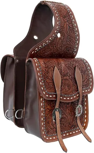 HILASON Western Horse - Bolsa de sillín de cuero resistente y tradicional | Bolsa de sillín | Bolsa de sillín de caballo | Bolsa de sillín