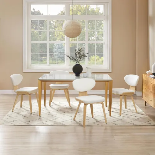 Miniatura 6 de Art Leon Juego de 2 sillas de comedor modernas de mediados de siglo, sillas de comedor tapizadas de piel sintética sin brazos con patas de madera