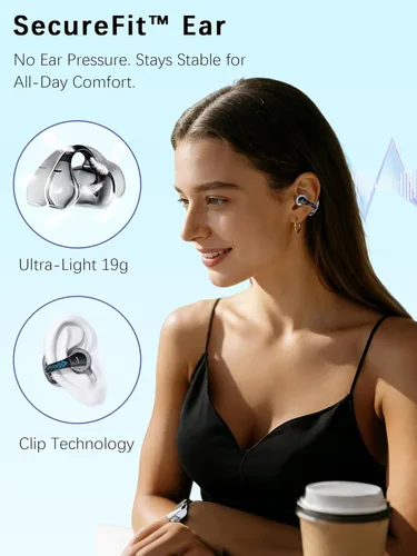 Miniatura 3 de M31 Auriculares inalámbricos de oreja abierta, con clip, ligeros, ajuste de 0.18 oz, control Omni Tap de gran alcance, sonido de 68 horas, Bluetooth