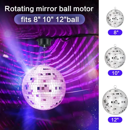 Miniatura 4 de Motor de bola de discoteca de velocidad de 1.5 rpm, bola de espejo resistente, rotador eléctrico de motor lento, soporta bolas de espejo de 4 a 16
