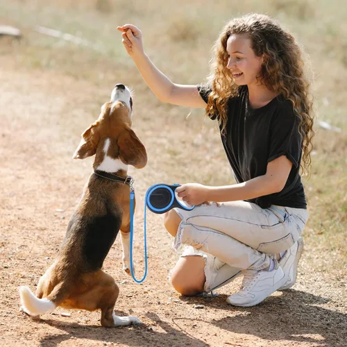 Miniatura 7 de Correa retráctil para perro Segarty, de 16 pies, resistente para caminar con perros medianos y pequeños de hasta 44 libras, mango antideslizante