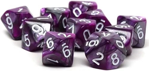 Miniatura 5 de Paquete de diez dados D10 – Colección a juego de 10 dados poliédricos de plástico (remolino de cobalto y cobre)
