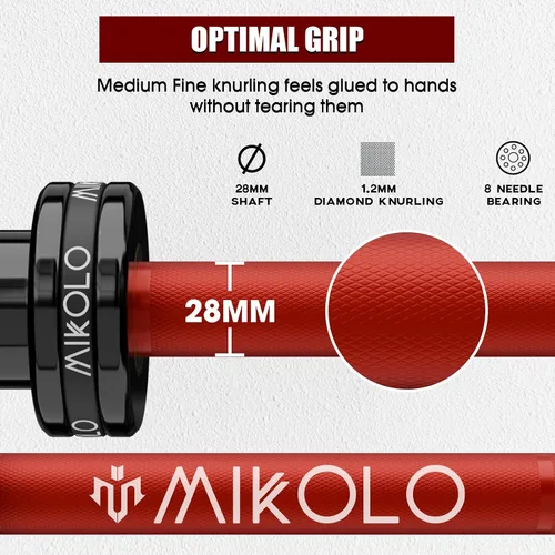 Miniatura 3 de Mikolo - Barra olímpica de 7 pies, barra para levantamiento y potencia de pesas de 45 lb, barra olímpica para capacidad de 1500 lb, barra