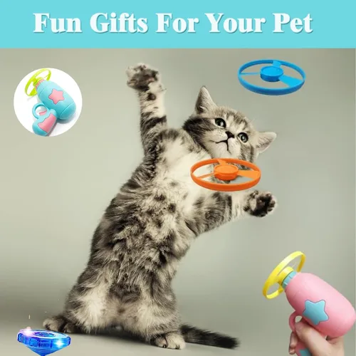 Miniatura 5 de Juguete de caza para gatos, juguete interactivo para gatos voladores con 20 hélices voladoras, juguete de pistas de gatito para entrenamiento, caza