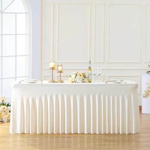 Miniatura 19 de Besutolife falda de mesa de 6 pies rosa para mesa rectangular, falda de mesa de tutú de elastano para fiestas, bodas, baby shower