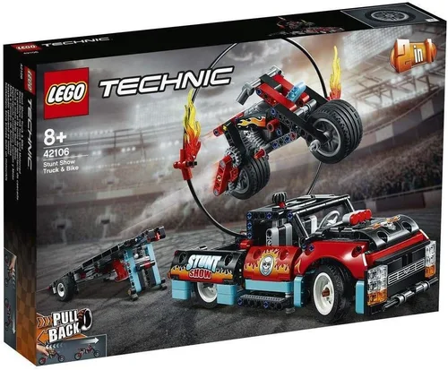 Miniatura 5 de LEGO Technic Stunt Show Truck & Bike 42106; incluye motocicleta de acrobacias, camión de juguete y remolque (P10 piezas)